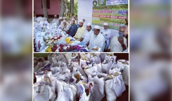 কুসুমপুর বউ বাজারে  হতদরিদ্র পরিবারের মাঝে ইফতার সামগ্রী বিতরণ 